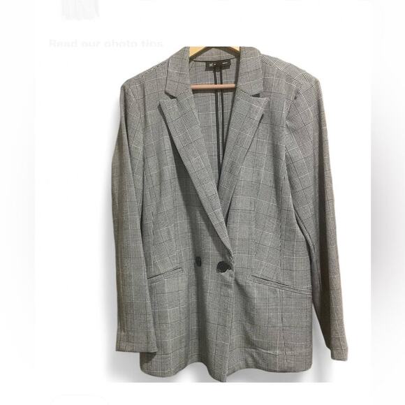 INC International Concepts Size XL Black/White Glen Plaid Blazer Double Breasted - Picture 1 of 7